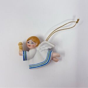 Vintage Avon Angel Ornament Porcelain Bisque Cherub Christmas Ornament 1983